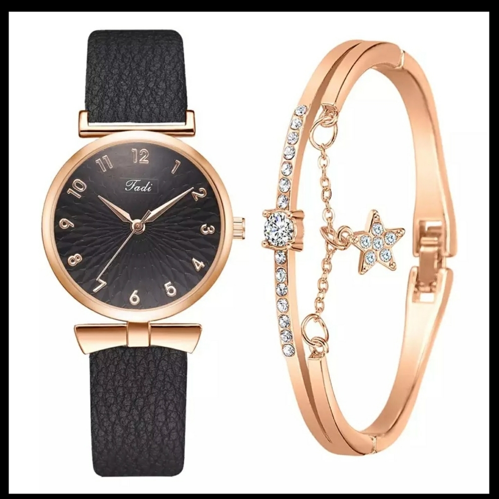 Women Watches Bracelet Set Flowers Ladies Bracelet